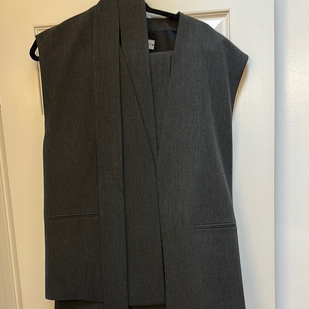 Zara Gray Wide Leg Pant Set